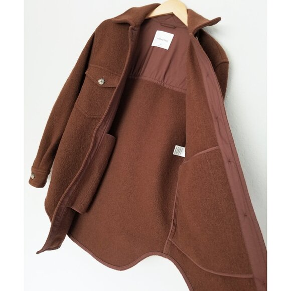 Aritzia Wilfred Free 100% Merino Wool The Ganna Shirt Jacket Shacket XXS Brown - Picture 10 of 16